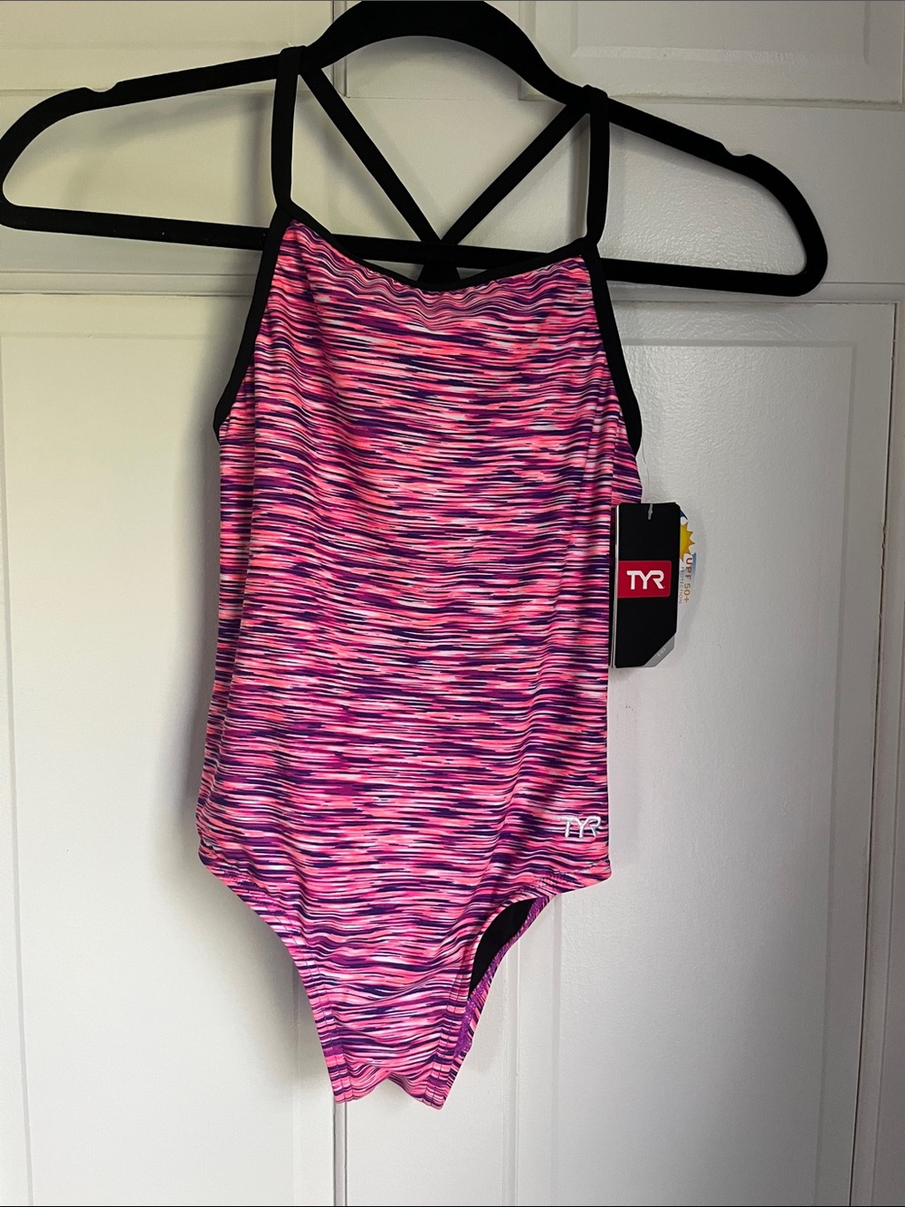 TYR Girls' Pink and Purple Space-Dye One-Piece Swimsuit